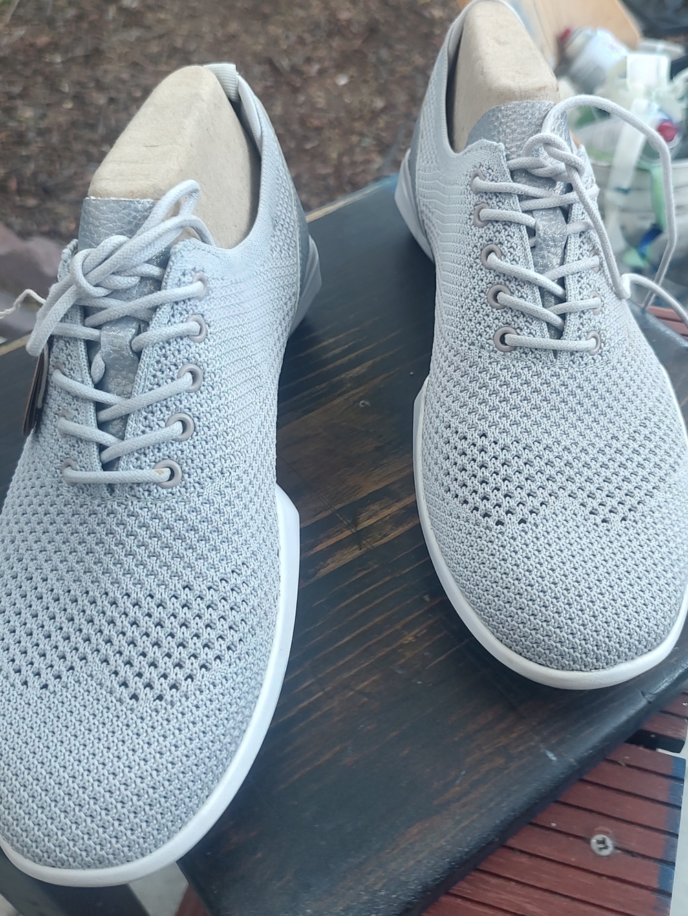 Jambu Men's Light Gray Knit Lace-Up Sneakers